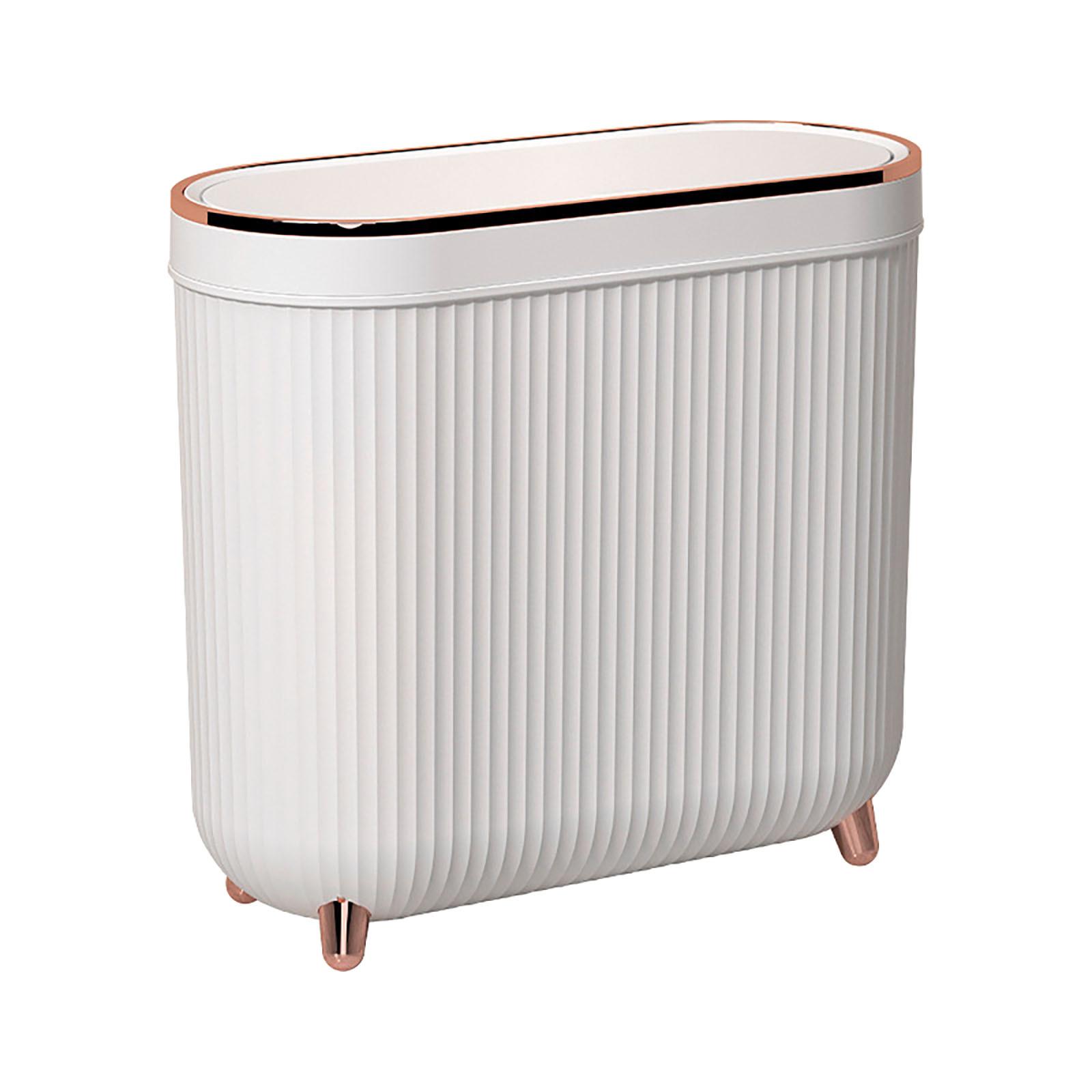 

Oval Shape Step Trash Can with Lid and Pedal Durable Plastic Construction Compact Size for Kitchen Bathroom and Office Use One Size белый