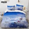 Boys Airplane Duvet Cover King Queen Polyester Aviation Aircraft Runway Bedding Set Sky Scenery Bedspread Cover with Pillowcase Gift