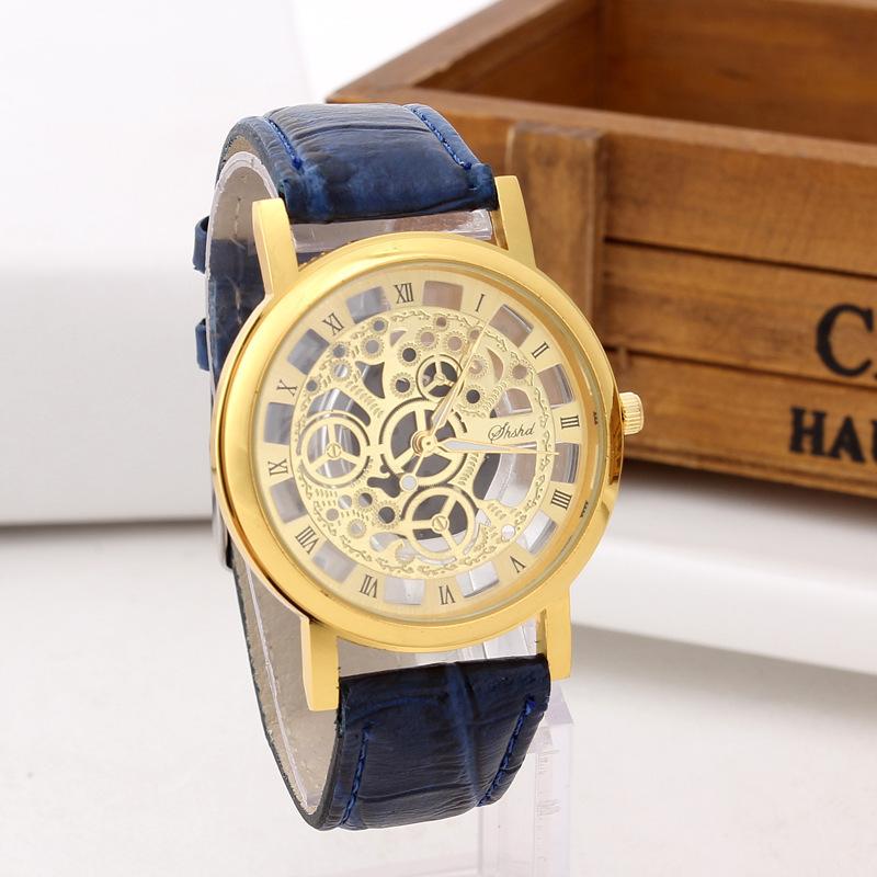 Fashion Skeleton Men's Watches Quartz Leather Bracelet Strap Wristwatch Fashion Business Watches Men's Gifts Wholesale Available