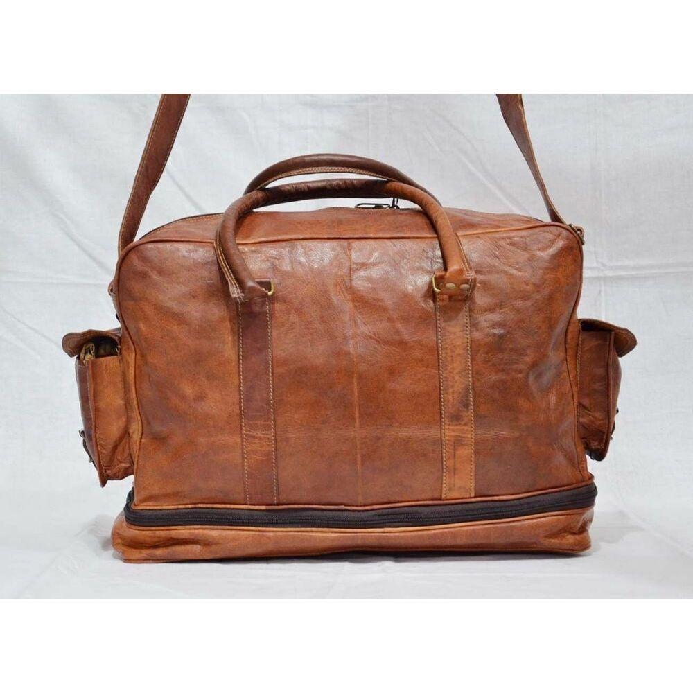 Men's Duffel Genuine Leather Large Vintage Travel Gym Weekend Overnight Bag NEW