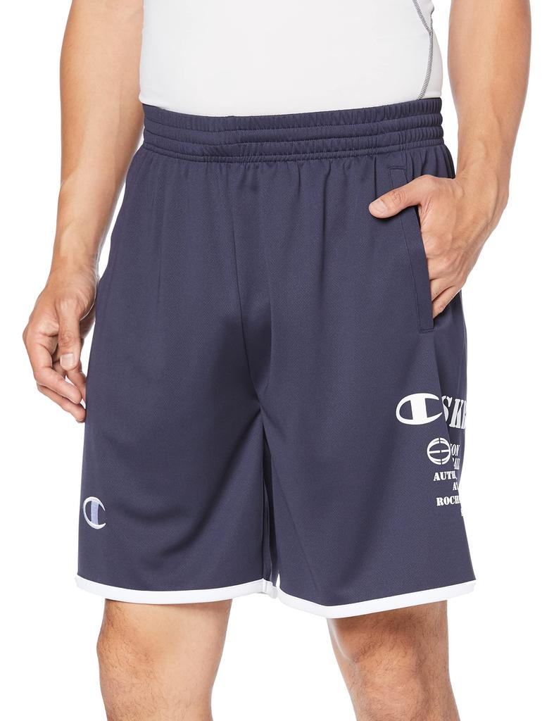 Champion Basketball Graphic Logo Size XL Men's Shorts, Anti-Odor, Antibacterial, Quick-Drying, Stretch, Print, Navy, (C3-XB542)