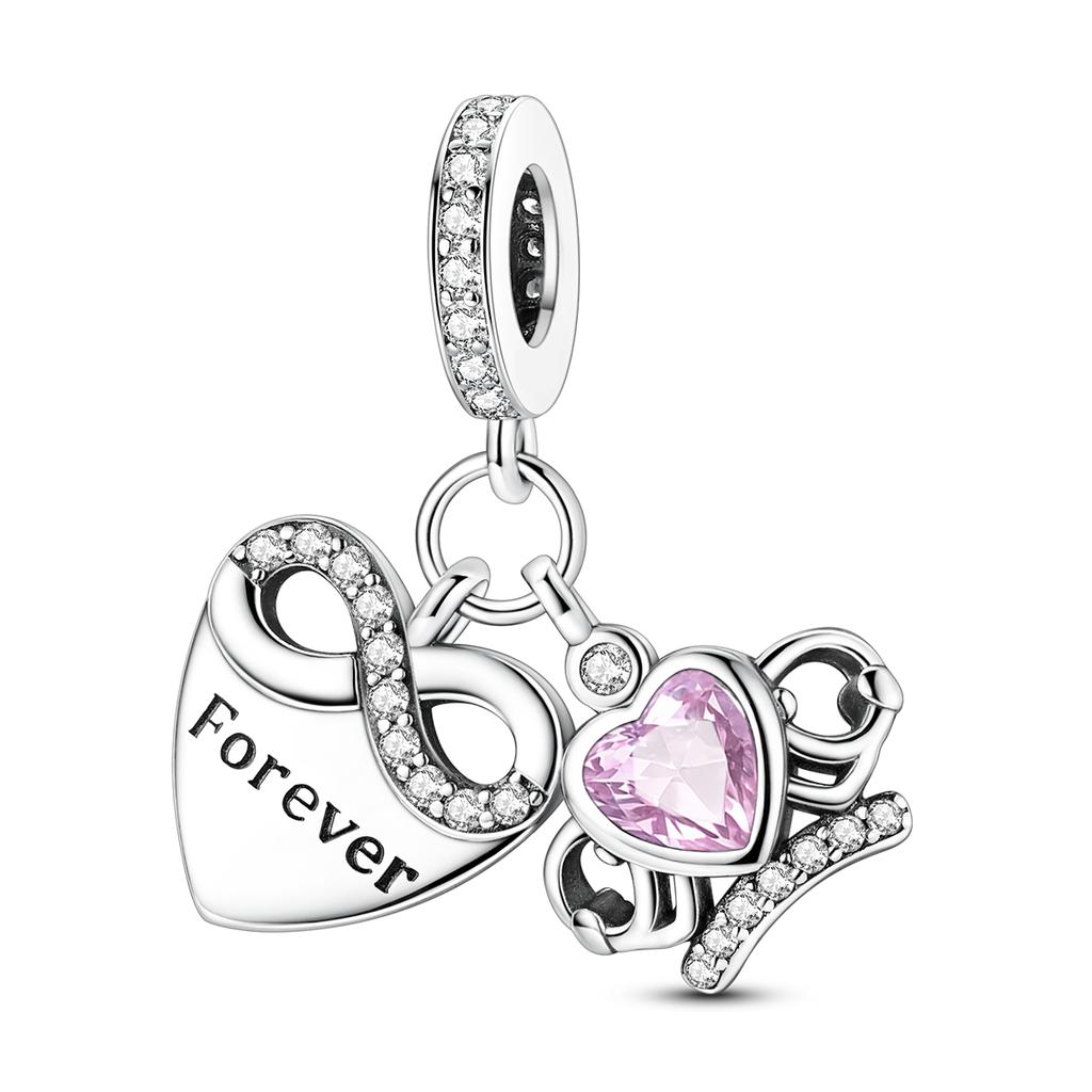 Charm Copper Purple Butterfly Heart Pendant Beads Charms Fine Jewelry Fit Original Bracelet For Women Diy Gift