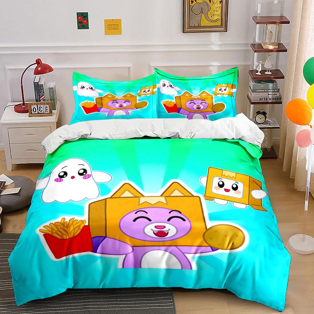 Cute Purple Fox Cartoon Bedding Bedding Duvet Cover Set Duvet Cover Pillowcases (1 * Duvet Cover 2 * Pillowcases, without duvet insert)