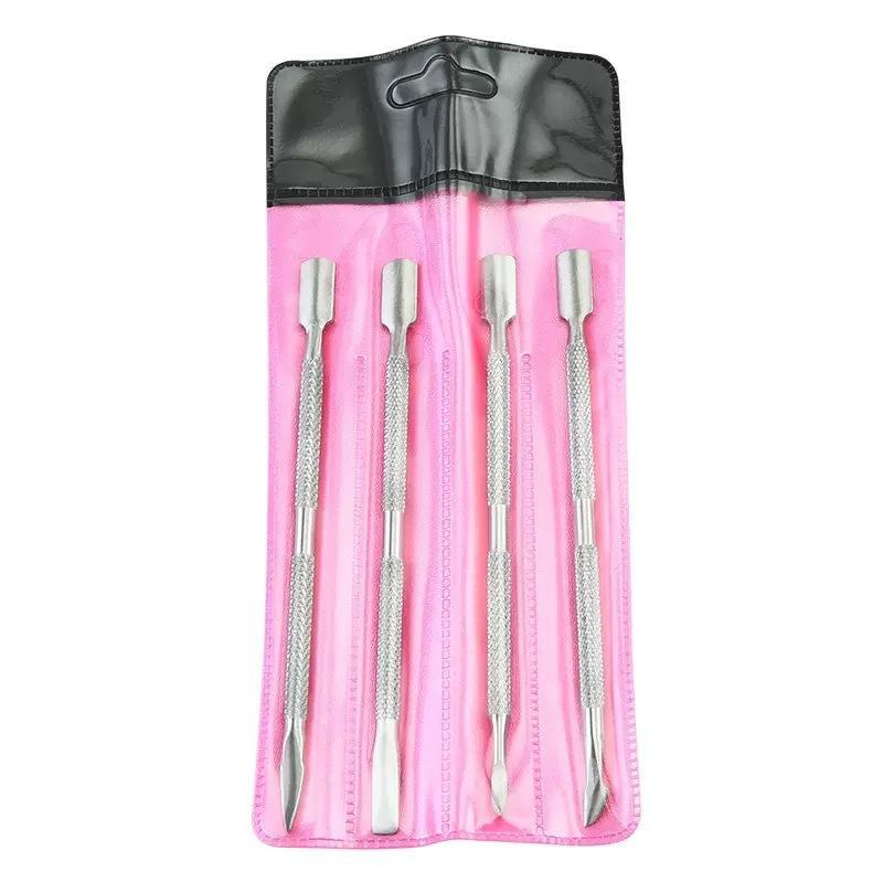 1/4PCS Double-ended Cuticle Remover Manicure Tool Stainless Steel Bevelled Stick for Home DIY Nail Art Use