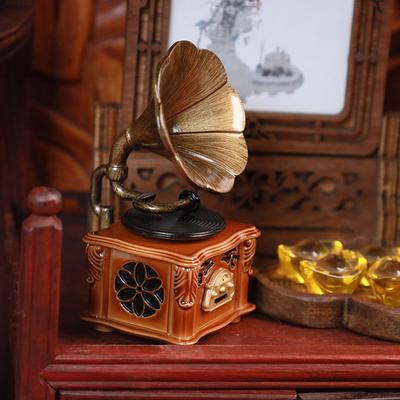 Casa de păpuși în miniatură retro gramofon cu muzică Mini fonograf înregistrare simulare gramofon artizanat model acasă jucării decor