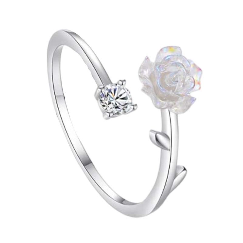 

Flower Adjustable Rings Delicate Opening Rings Flower Finger Rings Silver Texture Suitable for Wedding Parties Wear