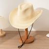 American Retro Western Cowboy Hat Women's Summer Sunshade Sun Protection Mountaineering Straw Straw Hat Seaside Vacation Wind Beach Hat