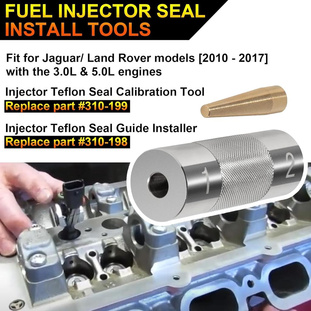 Fuel Injector Seal Install Tools 310-198 & 310-199 for Jaguar/Land Rover 3.0L & 5.0L Engines, Replace for the Fuel Injector Teflon Seals