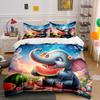 Cute Elephant Picnic Decor Bedding Set With 1 Duvet Cover 2 Pillowcases Single Double King Queen, Gift