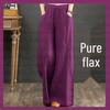 Pantaloni Larghi in Cotone e Lino Taglie Forti da Donna - Vita Elastica, Coulisse, Vestibilità Ampia per Primavera/Estate