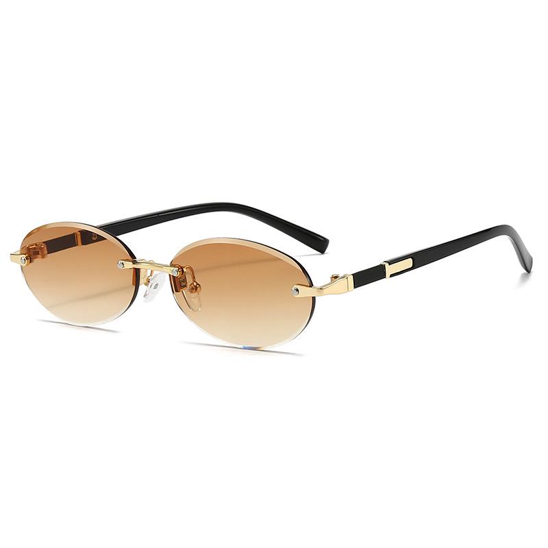 Trendy Frameless Oval Sunglasses - Hot Girl Hip-Hop Fashion Statement