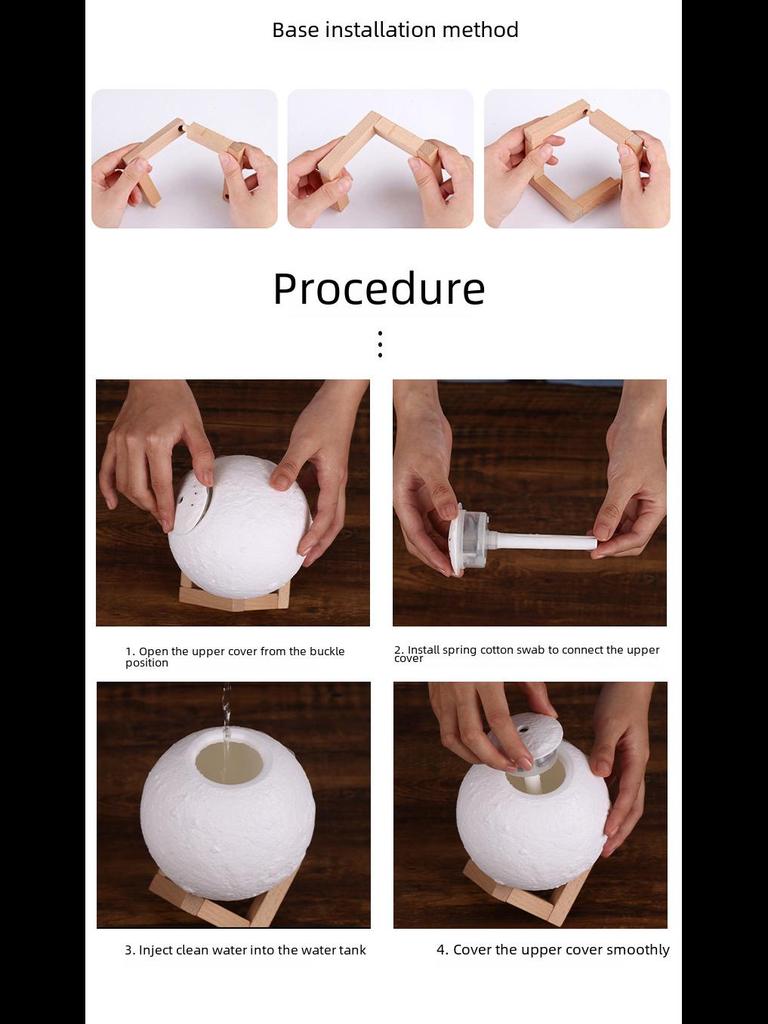 Moon Humidifier: Silent Night Light for Bedroom, Dorm, or Nursery - Ideal for Aromatherapy and Hydration