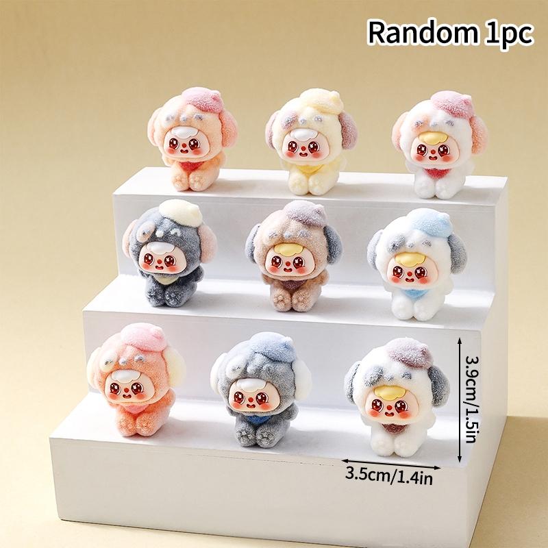 1/2/5/10pcs Trendy Desk Accessorie Mini Cartoon Figures Flocked Doll Ornament Office Accessorie Kawaii Desktop Decor Gifts