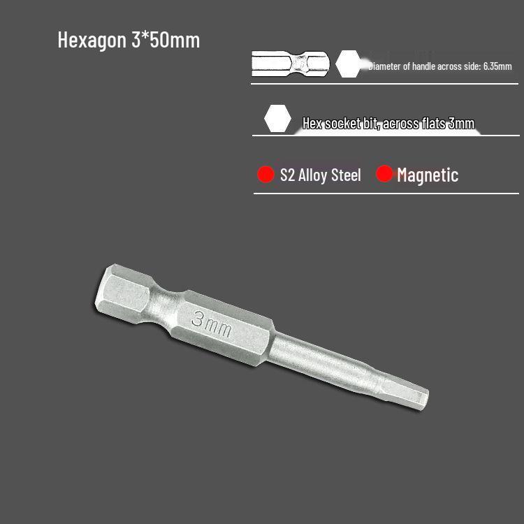 S2 Strong Magnetic Hex Socket Bit - High Strength, Shock Resistant for Hand Drills and Electric Screwdrivers