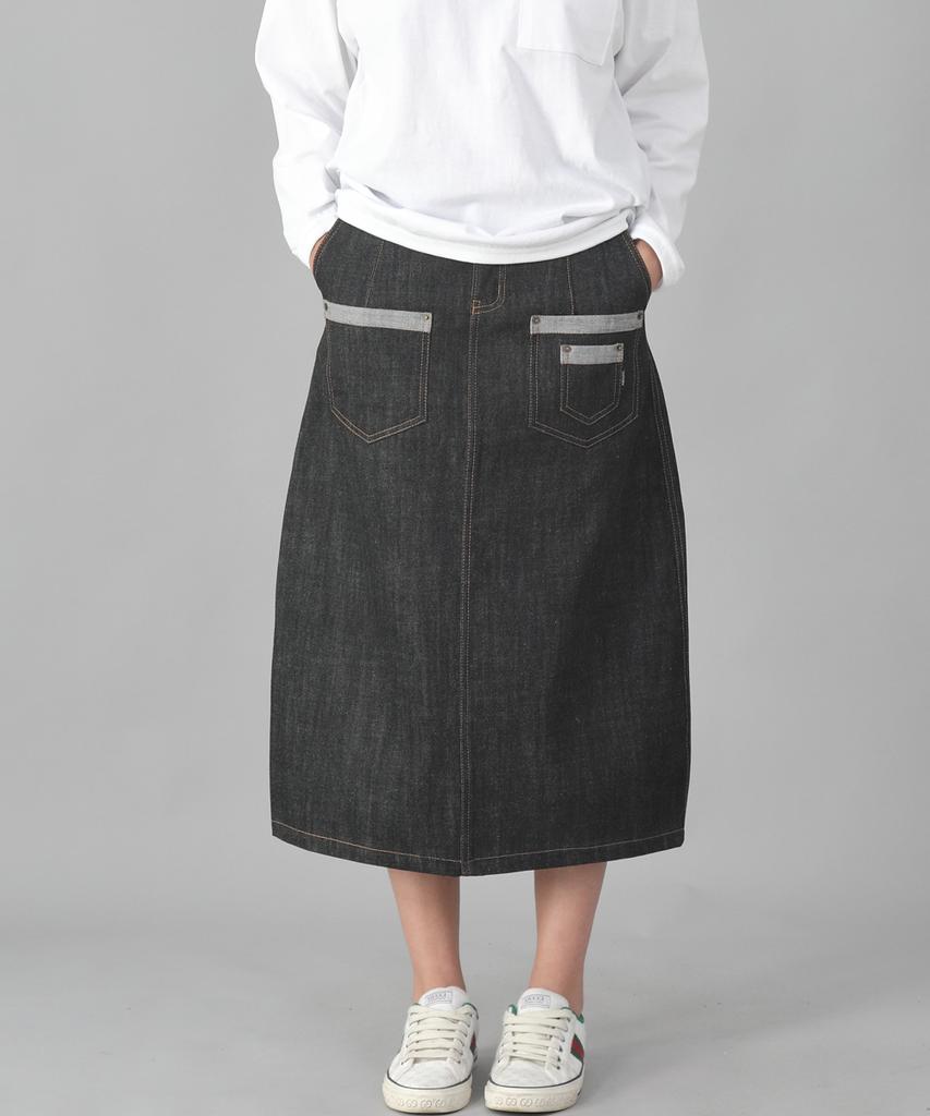 Seinteukeulu 7Pk Denim Long Skirt 7Pls-1308 Black Denim