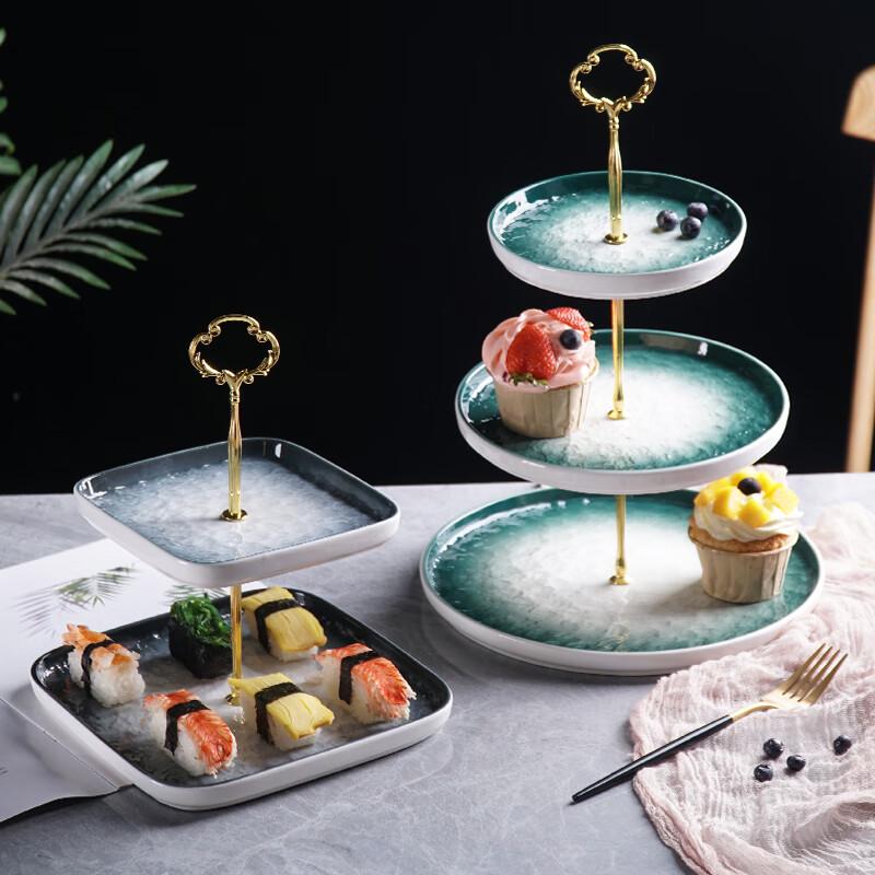 Nordic Light Luxury Ceramic Tiered Serving Platter