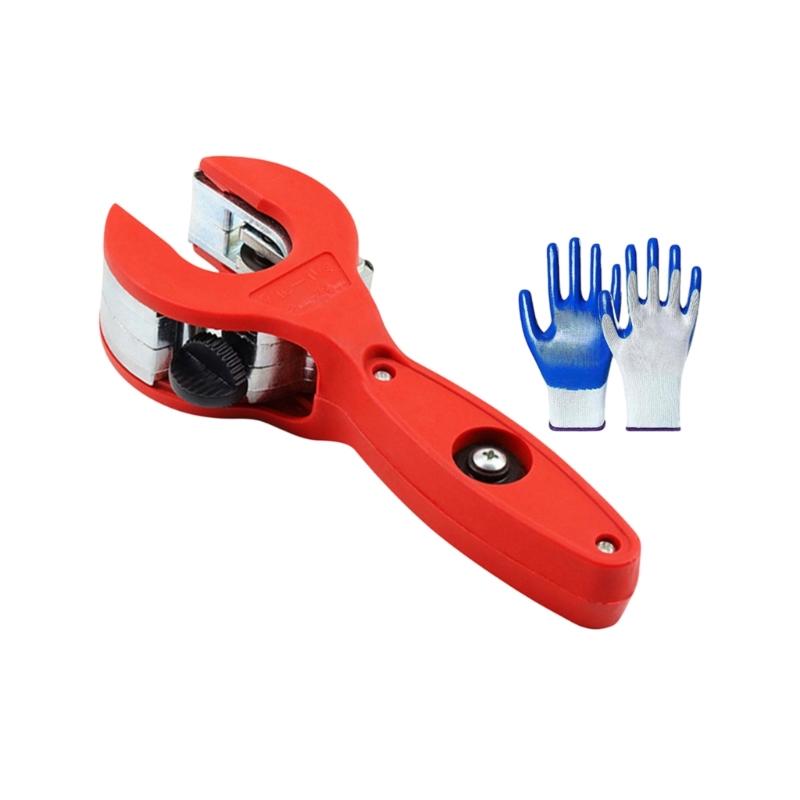 Ratcheting Tubing Cutter Pipe Cutting Tool Single Hand Operation With Protective Gloves for Cutting Copper and Metal красный