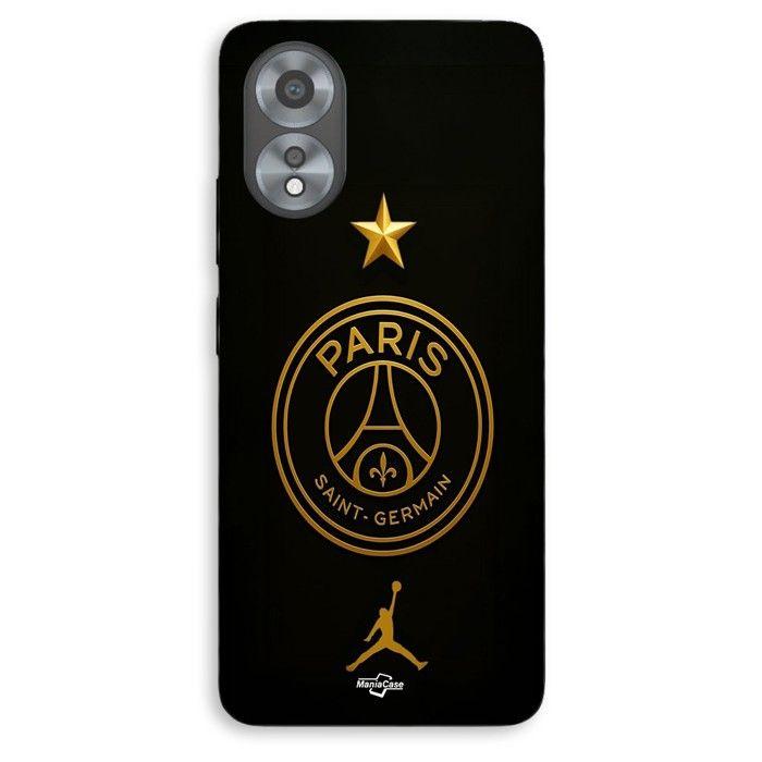 Coque de téléphone - MANIACASE - Oppo A58 - Silicone - Souple - PSG logo doré étoile champion