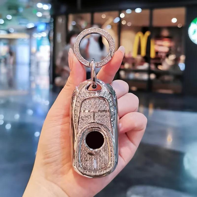 Suitable For 24 Buick Gl8 Keycase Avenir Keycover Key Shell Keychain Car Case Buckle Cute Bear Keychain Sparkling Car Key Case