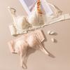 Lace adjustment type gathering bra mulberry silk ultra-thin rabbit ear cup lace