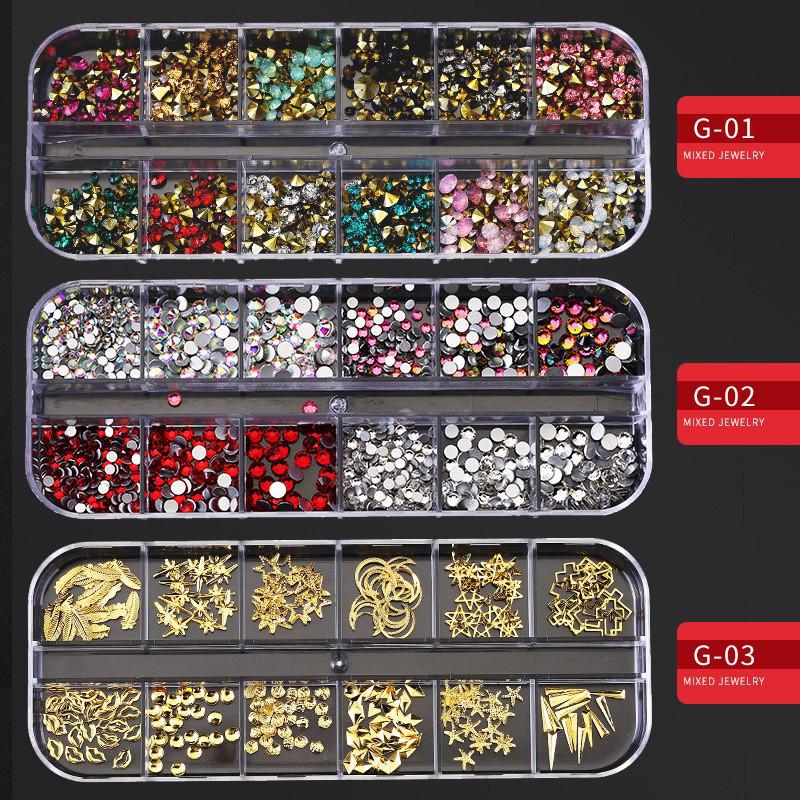 60 Nail Art Accessories: Rhinestones, Pearls, Rivets & Alloy Designs