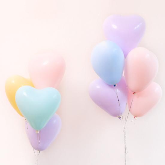 100 Pcs Birthday Party Balloons Solid Color Heart Shape Flexible High Elasticity Emulsion Create Atmosphere Bridal Shower Multi Colors Party Decor
