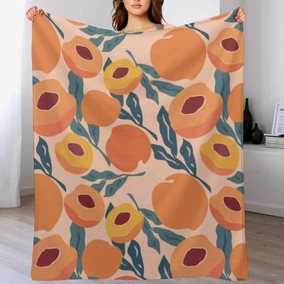 Cute Peaches Pattern Throw Blanket Cozy Throw Blanket Birthday Gift for Him Her