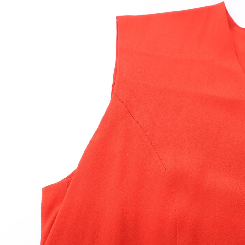 YOKOCHAN Red YCD-13SSC-020 Sleeveless Bi-color Dress Dress 38 RedUsed