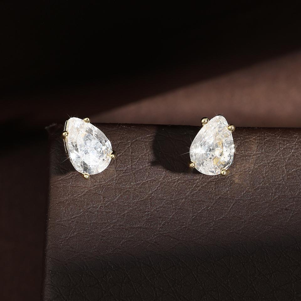 

ZAKOL Солитерные серьги-пусеты с белым цирконом огранки «груша», изысканные серьги-подвески из кристалла и циркония в форме капли воды, подарок из циркония для женщин и девушек