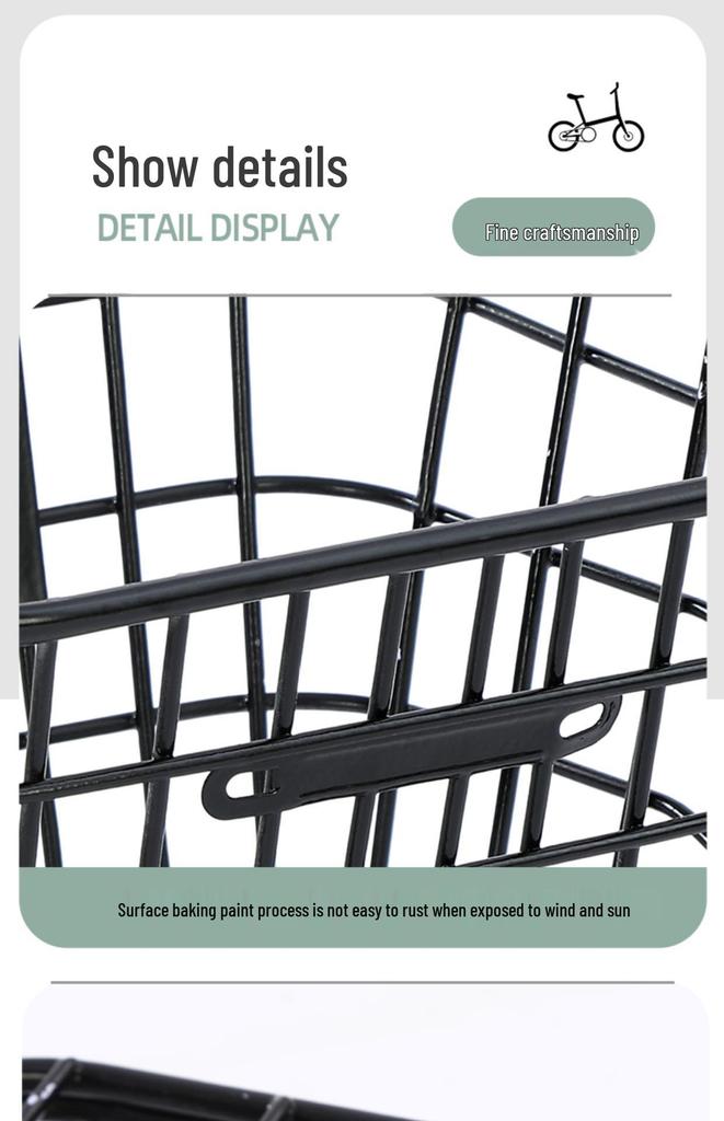 Universal Folding Front Bike Basket - Metal Design for Electric Bikes and More