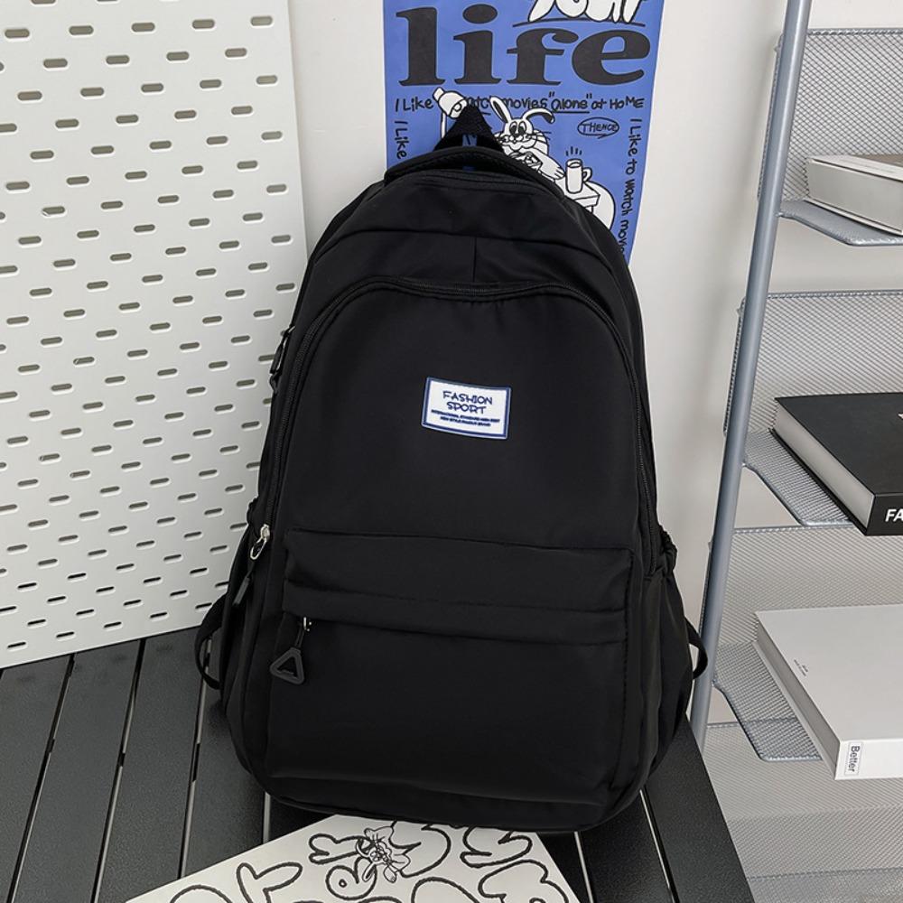 

Large Capacity Junior High School Backpack Multi-Pockets Picnic Backpack Back To School чёрный