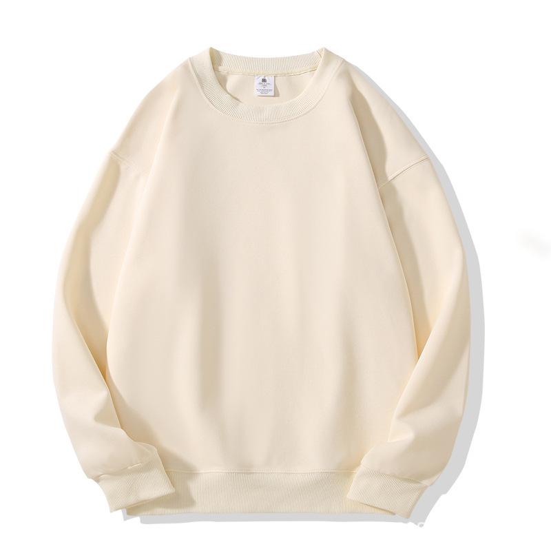 Europe and the United States new autumn and winter crew neck sweater women's top long sleeve white solid color loose girls spring and autumn models 