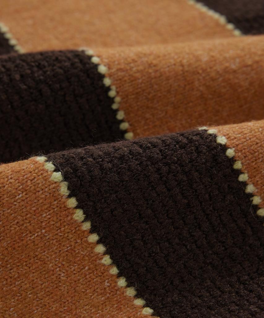 COVERNAT Striped Collar Knit Orange