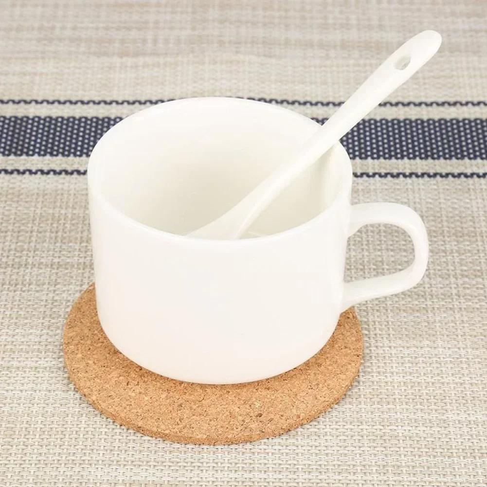60pcs 100mm Cork Coaster Round Square Mats Self-adhesive DIY Table Pad Sheets Non Slip Tea Coffee Mug Drinks Holder Tableware