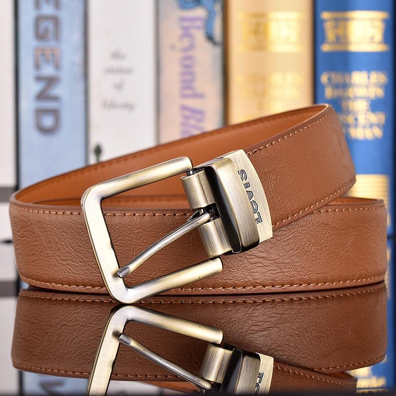 Neues Leder-Rindenmuster, Gürtel mit Dornschließe, Gürtel mit drehbarer Schnalle, modischer und schlichter Gürtel im koreanischen Stil