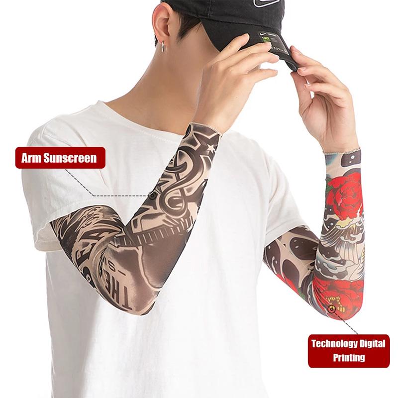 1PC Cooling Outdoor Sport Tattoo Arm Cover Summer Sun Protection New Running Sportswear Flower Arm Sleeves