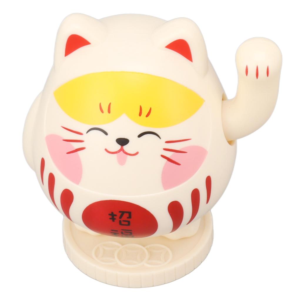 Waving Lucky Cat Solar Powered Decorative Ornament Fortune Cat Figure for Car Home Restaurant Cafe Yello  Pink