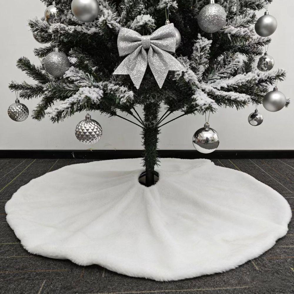 Plush Tree Mat Embroidery Tree Base Cover Decorative Carpet Plush Tree Skirt Home Decor