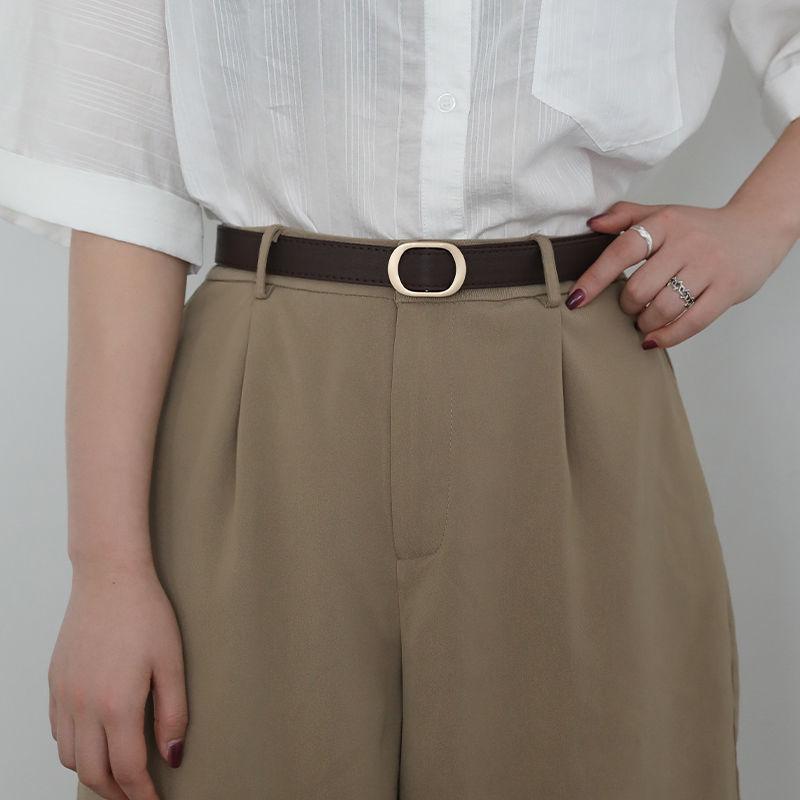 Pu Trendy Black Jeans For Women With Fashionable Belt Offering Retro Appeal Vintage