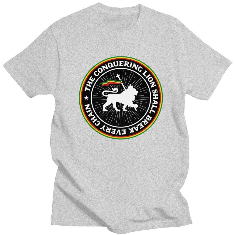Custom Trendy Rastafari Rasta Lion Of Judah T Shirt Men Short Sleeves Pure Cotton Tshirt Leisure Jamaica Flag Tee Tops