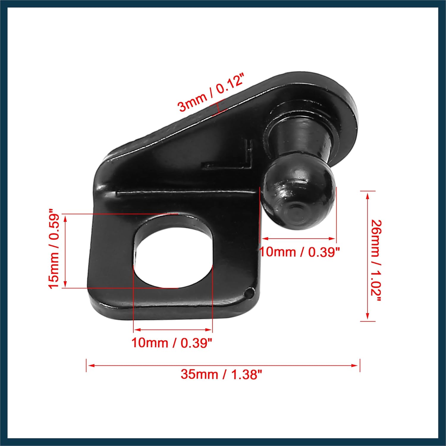 1 Pair 10mm Car Ball Studs Mounting Brackets Black for Gas Struts Shocks 35x26x20mm Automotive Parts