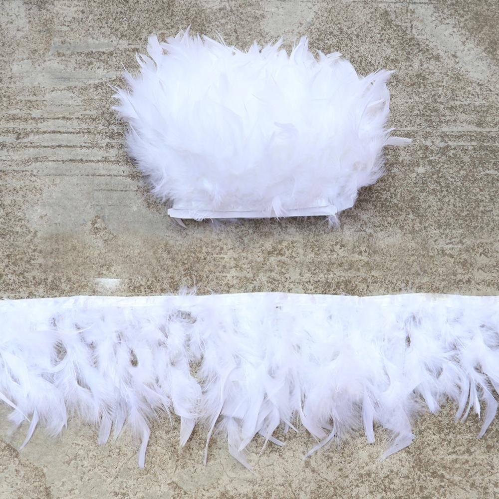 1M 10-15CM Turkey Feather Trim Fringe Blue Marabou Plumas Ribbon for Crafts Sewing  Clothes Wedding Dress Decoration Accessories