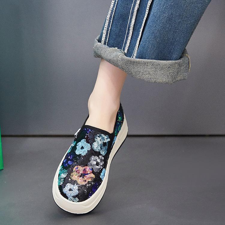 Fujin 4cm Synthetic Platform Wedge Summer Autumn Fashion Mesh Chunky Sneaker Flats Bling Leather Comfy High Brand Casual Shoes