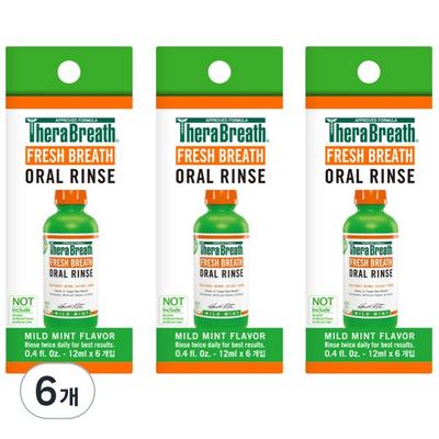 Thera Breath Mild Mint Gargle Colutório Portátil 6p, 72ml, 6 unid.