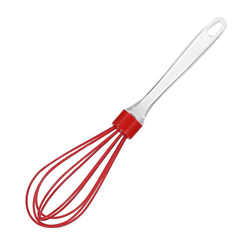 1pc 10-inch Manual Transparent Handle Silicone Egg Beater Cake Cream Mixer Egg Baking Gadget