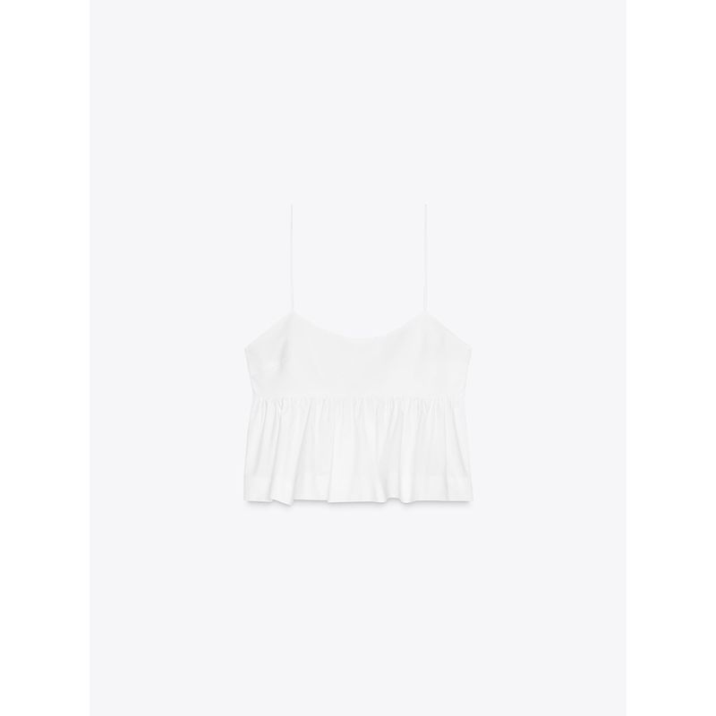Za2025 Summer New Women Clothes Sexy Backless Frill Hem Poplin Sling Top 3666100 250