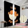 2pcs 2D Flat Printing Window Curtains Cute Pufferfish Design Polyester Without Electricity Birthday Party for All Season