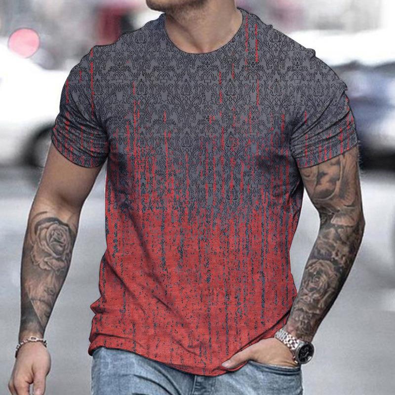 New Spring Men's Personalized 3D Landscape Printed Short Sleeved T-shirt