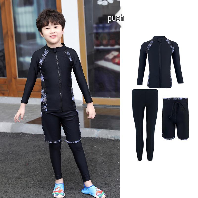 Kids' Sun-Protective Long Sleeve Swimwear Set - Quick Dry for Boys, Girls, and Parent-Child Beach Outings