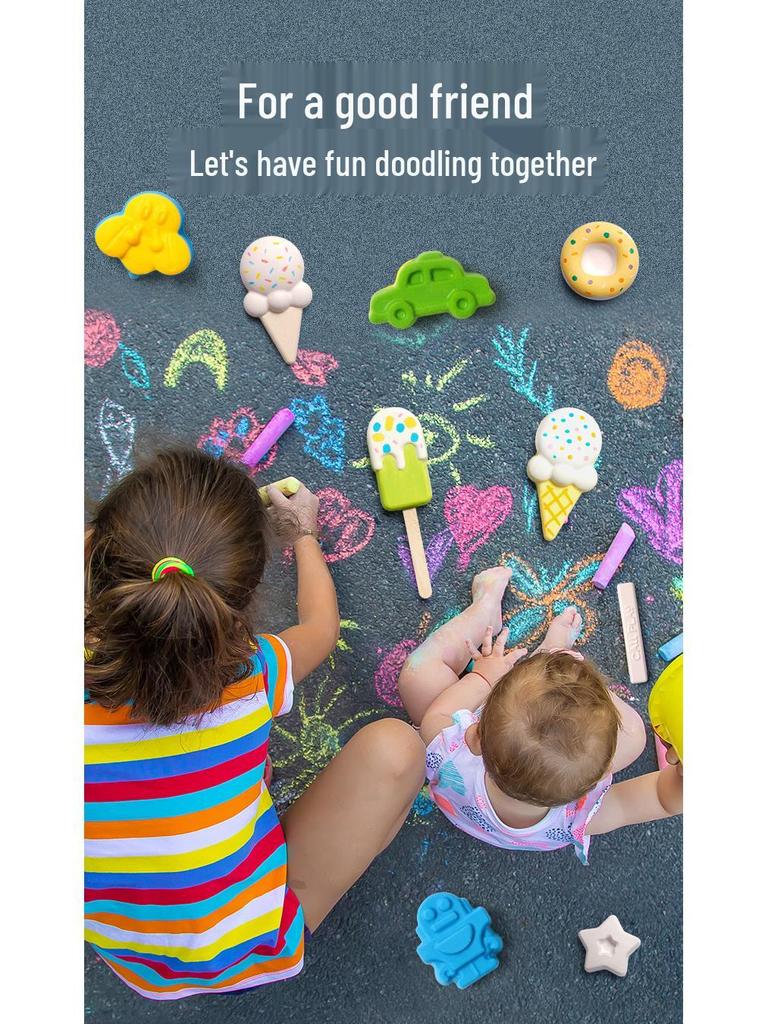 Ke Da Duck Colorful Cartoon Crayon & Chalk DIY Graffiti Toy for Kids